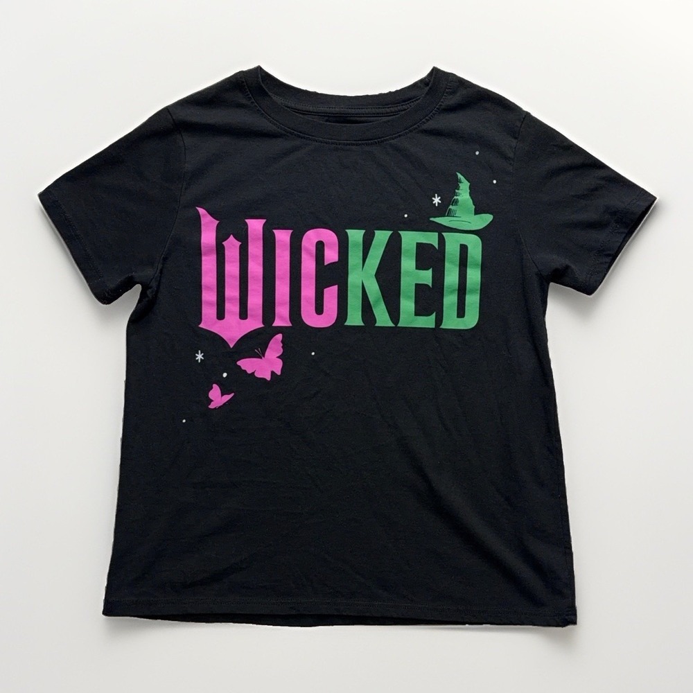 Wicked Musical Movie T Shirt Youth XL 14/16 Black Pink Green Elphaba Glinda Tee